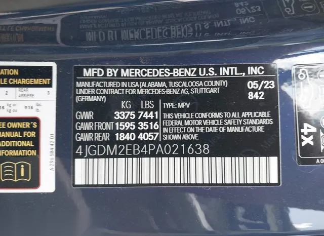 4JGDM2EB4PA021638 2023 2023 Mercedes-Benz Eqs 450 Suv- 4Matic 9