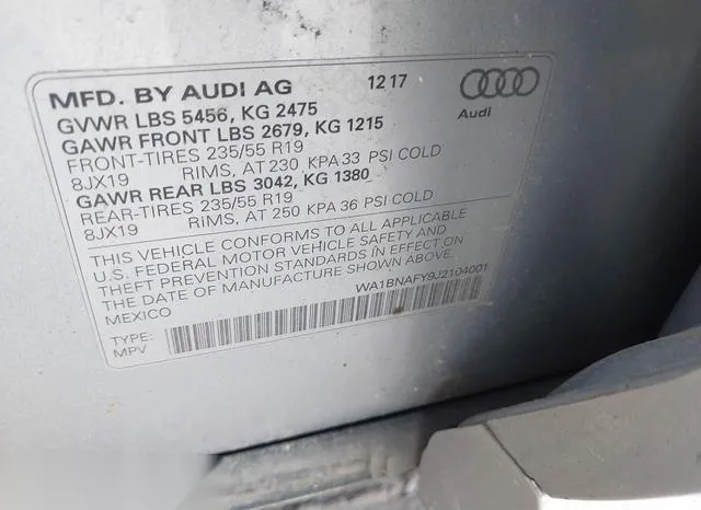 WA1BNAFY9J2104001 2018 2018 Audi Q5- 2-0T Premium/2-0T Tech  9