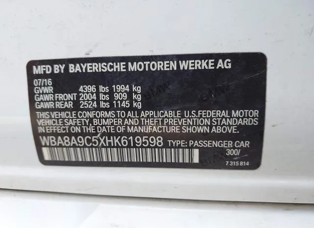 WBA8A9C5XHK619598 2017 2017 BMW 3 Series- 320I 9