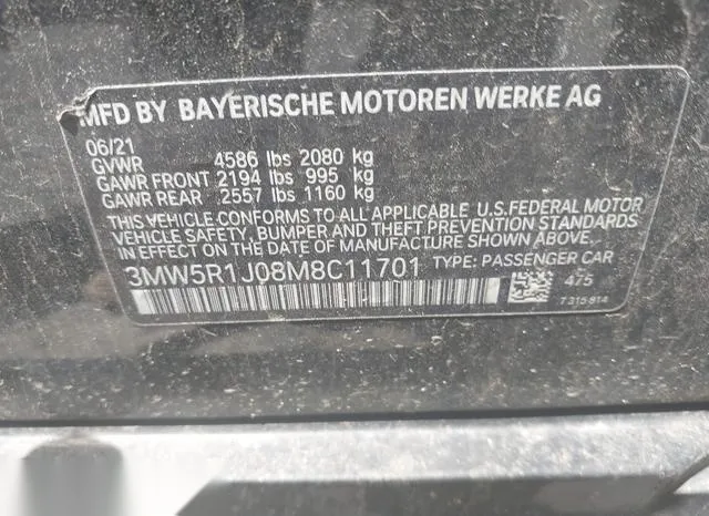 3MW5R1J08M8C11701 2021 2021 BMW 3 Series- 330I 9