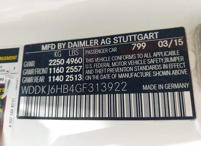 WDDKJ6HB4GF313922 2016 2016 Mercedes-Benz E 400- 4Matic 9