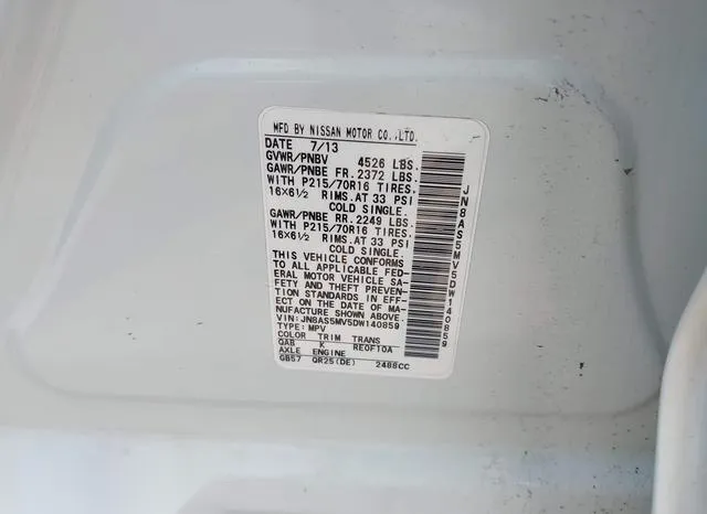 JN8AS5MV5DW140859 2013 2013 Nissan Rogue- S 9