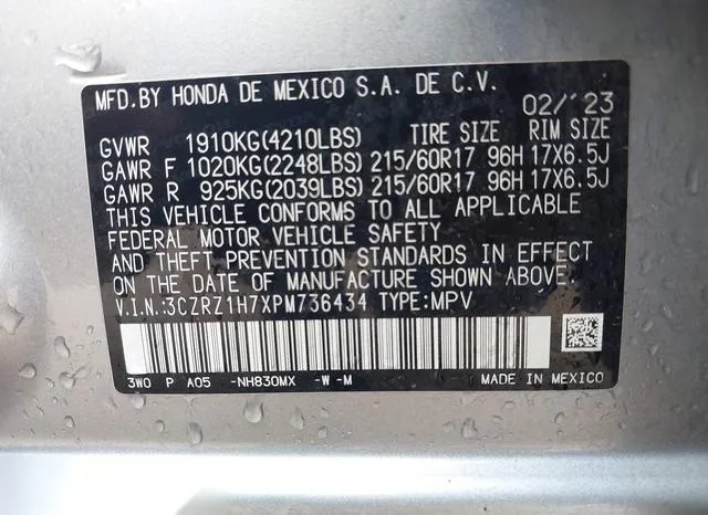 3CZRZ1H7XPM736434 2023 2023 Honda HR-V- 2Wd Ex-L 9