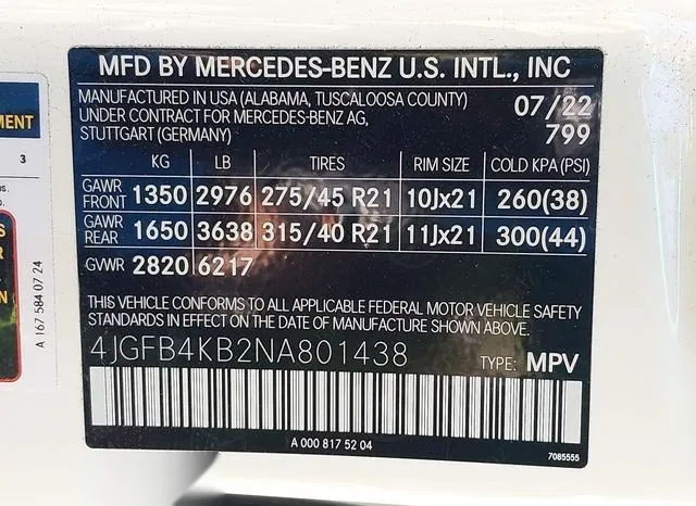 4JGFB4KB2NA801438 2022 2022 Mercedes-Benz GLE 350- 4Matic 9