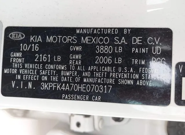 3KPFK4A70HE070317 2017 2017 KIA Forte- LX 9