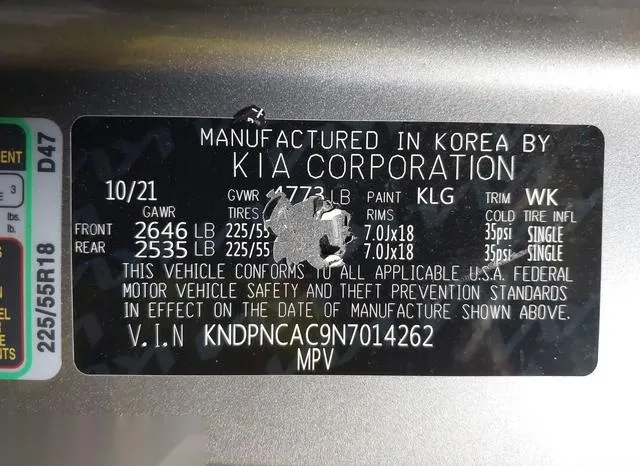 KNDPNCAC9N7014262 2022 2022 KIA Sportage- EX 9