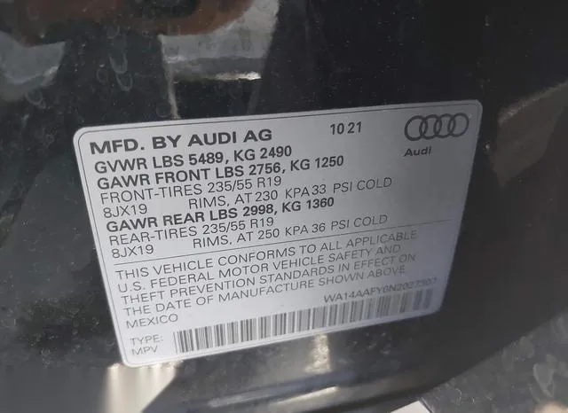 WA14AAFY6N2027307 2022 2022 Audi Q5- Premium 45 Tfsi S Line  9