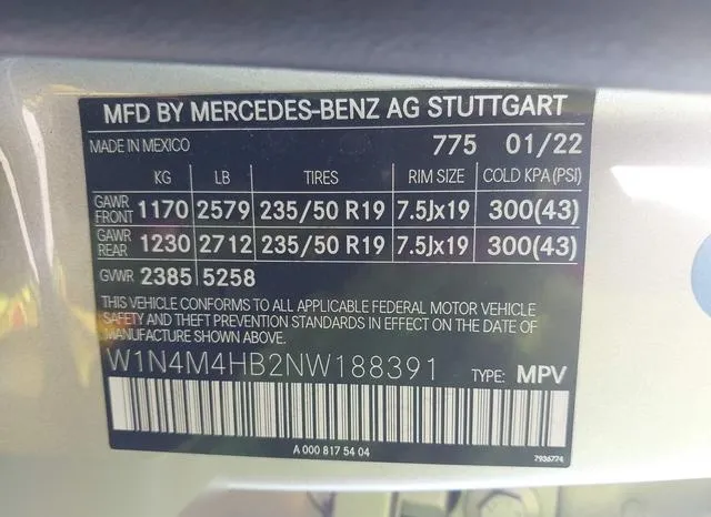 W1N4M4HB2NW188391 2022 2022 Mercedes-Benz GLB-Class- GLB250  9