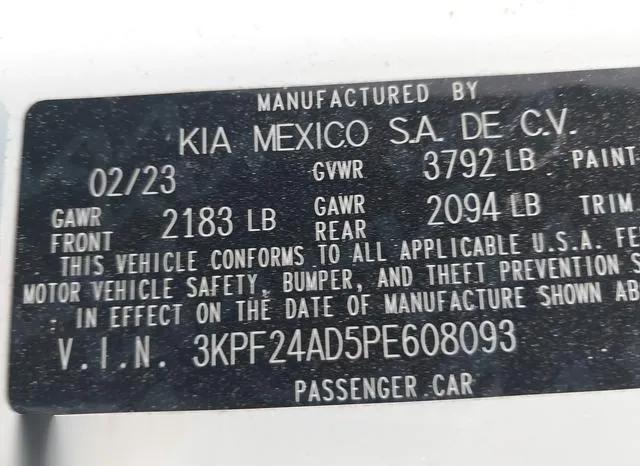 3KPF24AD5PE608093 2023 2023 KIA Forte- Lxs 9