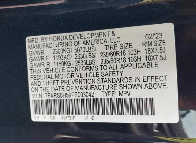 7FARS5H59PE003042 2023 2023 Honda CR-V- Hybrid Sport 9