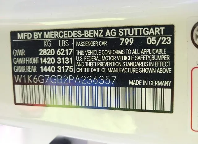 W1K6G7GB2PA236357 2023 2023 Mercedes-Benz S 580- 4Matic 9