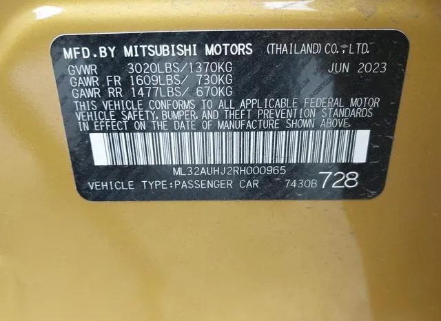 ML32AUHJ2RH000965 2024 2024 Mitsubishi Mirage- ES 9