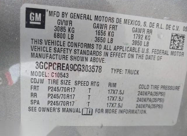 3GCPCREA9CG303578 2012 2012 Chevrolet Silverado 1500- LS 9