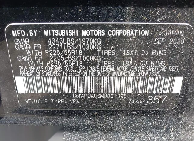 JA4APUAU6MU001395 2021 2021 Mitsubishi Outlander- Sport 2-0  9