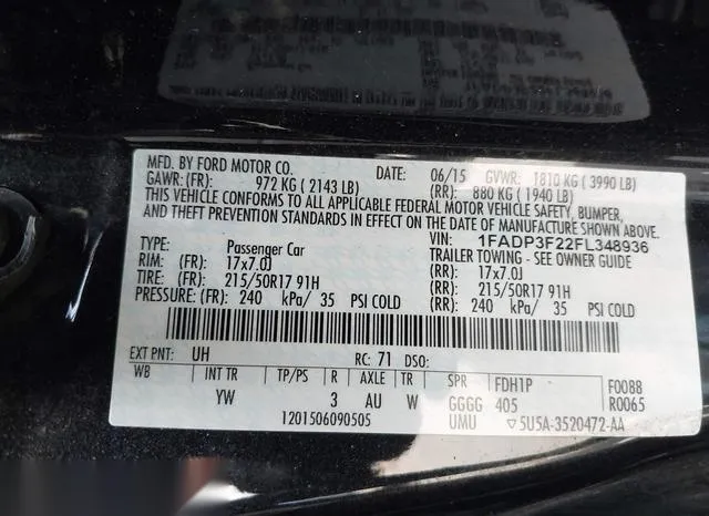 1FADP3F22FL348936 2015 2015 Ford Focus- SE 9