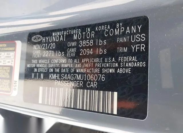 KMHLS4AG7MU106076 2021 2021 Hyundai Elantra- Sel 9