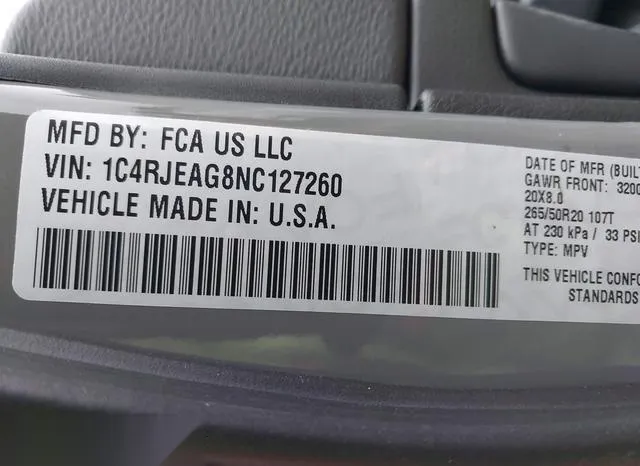 1C4RJEAG8NC127260 2022 2022 Jeep Grand Cherokee Wk- Laredo X 9