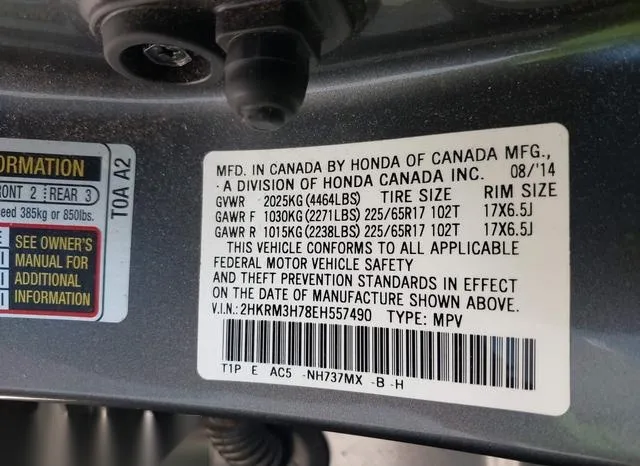 2HKRM3H78EH557490 2014 2014 Honda CR-V- Ex-L 9