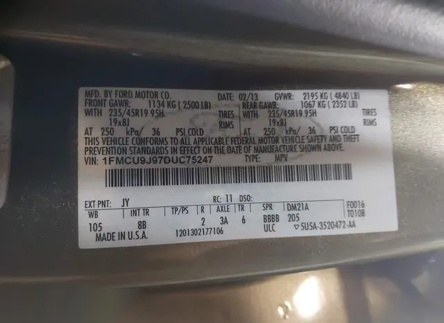 1FMCU9J97DUC75247 2013 2013 Ford Escape- Titanium 9