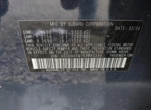 4S3BWAF61R3022285 2024 2024 Subaru Legacy- Premium 9