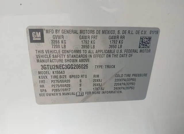 3GTU2NEC3GG206026 2016 2016 GMC Sierra- 1500 Slt 9