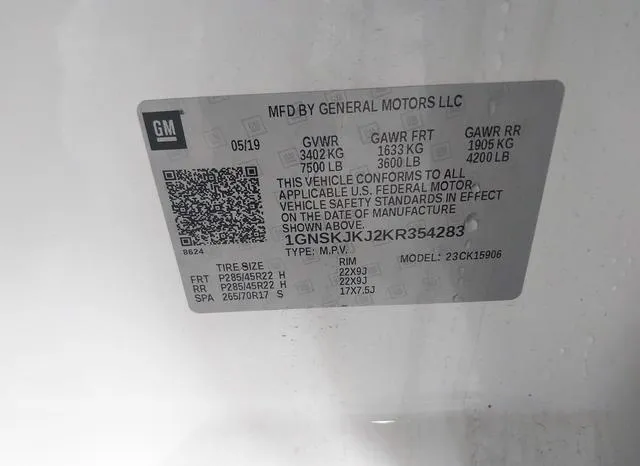 1GNSKJKJ2KR354283 2019 2019 Chevrolet Suburban- Premier 9