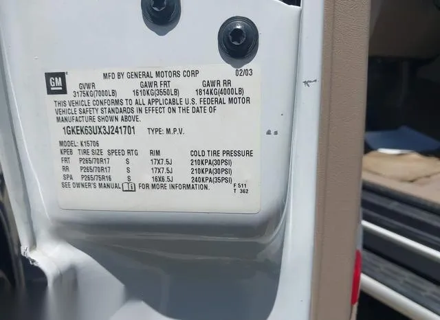 1GKEK63UX3J241701 2003 2003 GMC Yukon- Denali 9