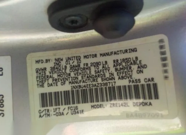 1NXBU4EE3AZ338717 2010 2010 Toyota Corolla- LE 9