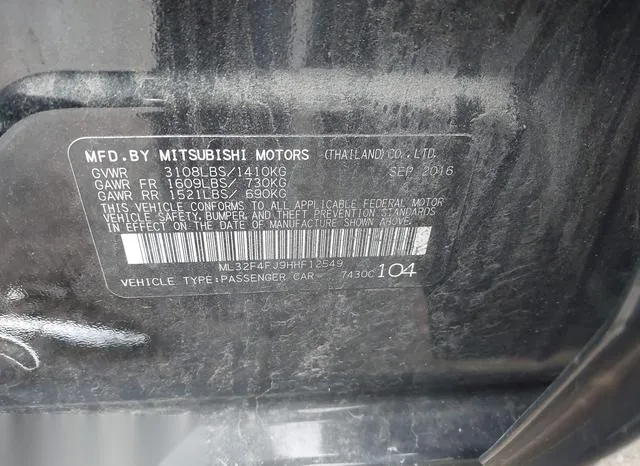 ML32F4FJ9HHF12549 2017 2017 Mitsubishi Mirage- G4 SE 9