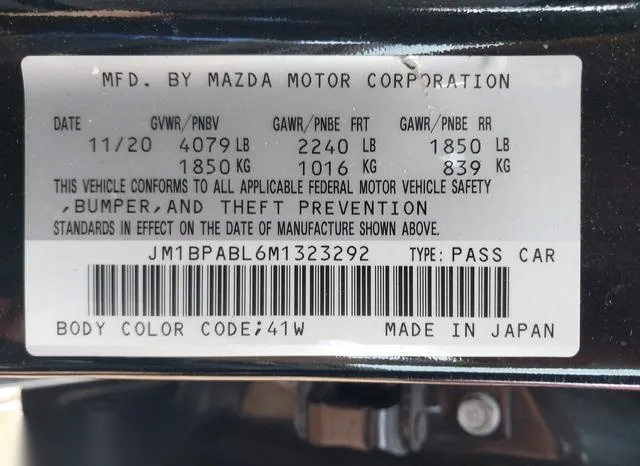 JM1BPABL6M1323292 2021 2021 Mazda 3- Select 9