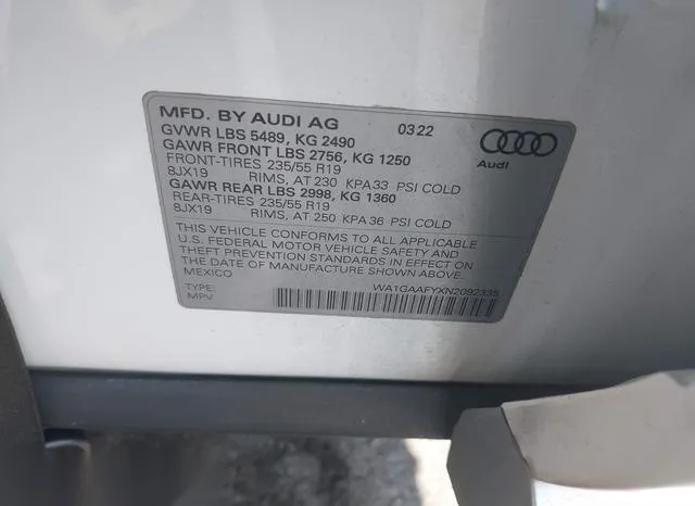 WA1GAAFYXN2092335 2022 2022 Audi Q5- Premium 45 Tfsi S Line  9