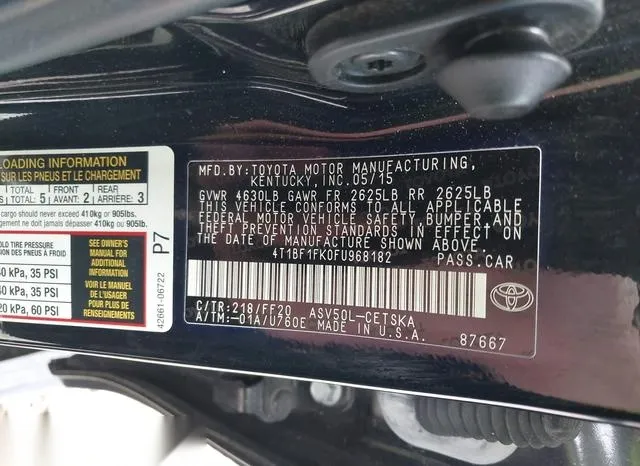 4T1BF1FK0FU968182 2015 2015 Toyota Camry- SE 9