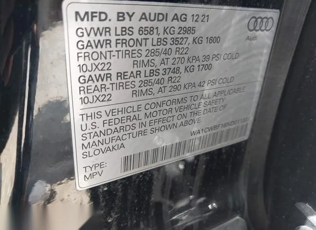 WA1CWBF16ND011327 2022 2022 Audi SQ8- Prestige Tfsi Quattro  9