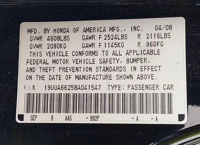 19UUA66258A041547 2008 2008 Acura TL- 3-2 9