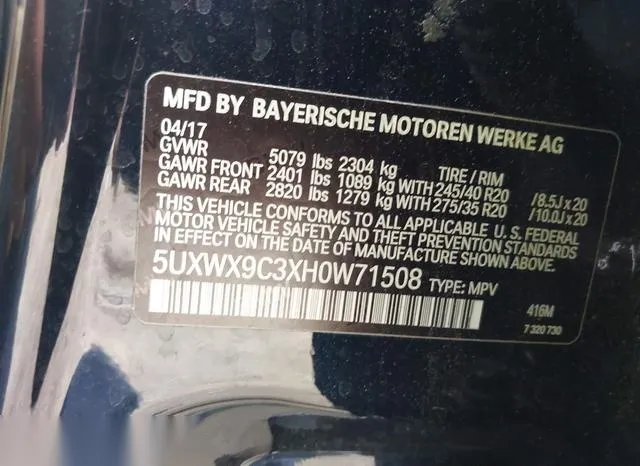 5UXWX9C3XH0W71508 2017 2017 BMW X3- Xdrive28I 9