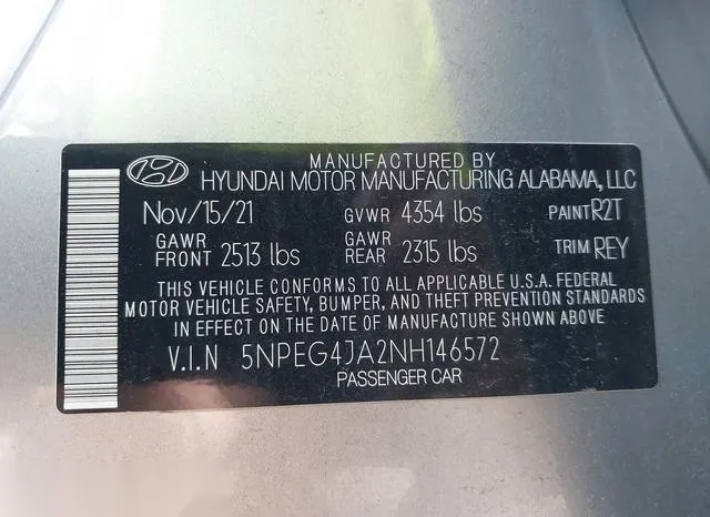 5NPEG4JA2NH146572 2022 2022 Hyundai Sonata- SE 9