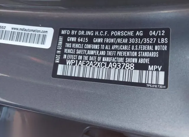 WP1AE2A2XCLA93788 2012 2012 Porsche Cayenne Hybrid- S 9