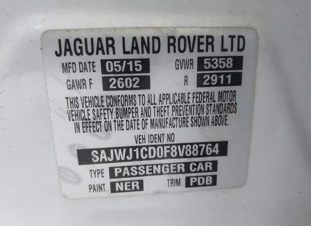 SAJWJ1CD0F8V88764 2015 2015 Jaguar XJ 9