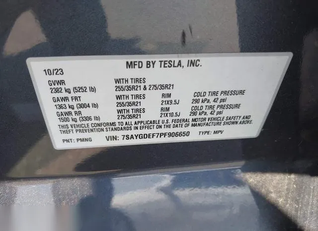 7SAYGDEF7PF906650 2023 2023 Tesla Model Y 9