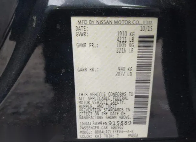 1N4AL3AP9FN915889 2015 2015 Nissan Altima- 2-5 SL 9