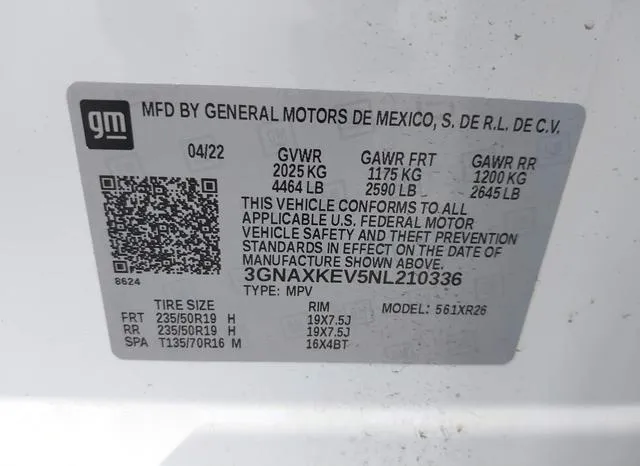 3GNAXKEV5NL210336 2022 2022 Chevrolet Equinox- Fwd Lt 9