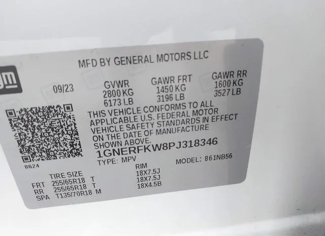 1GNERFKW8PJ318346 2023 2023 Chevrolet Traverse- Fwd Ls 9