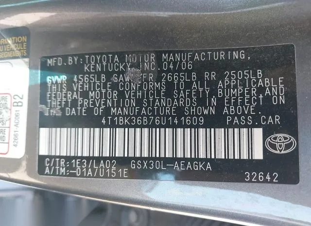 4T1BK36B76U141609 2006 2006 Toyota Avalon- Xls 9