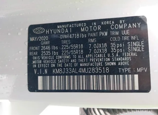 KM8J33AL4MU283518 2021 2021 Hyundai Tucson- Ultimate 9