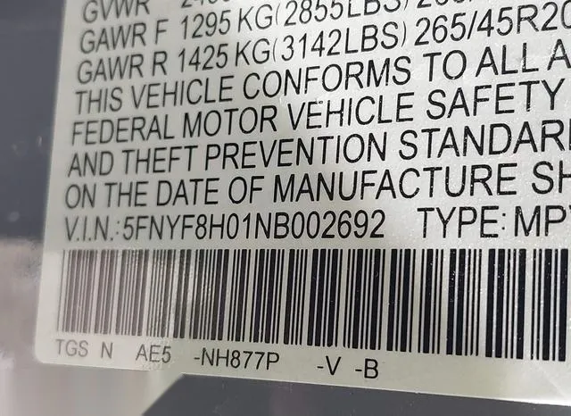 5FNYF8H01NB002692 2022 2022 Honda Passport- Awd Elite 9