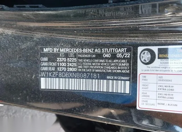 W1KZF8DBXNB087181 2022 2022 Mercedes-Benz E 350 9