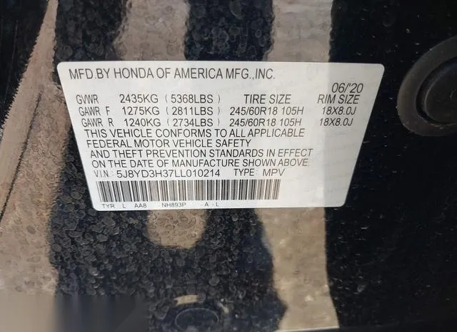 5J8YD3H37LL010214 2020 2020 Acura MDX- Standard 9