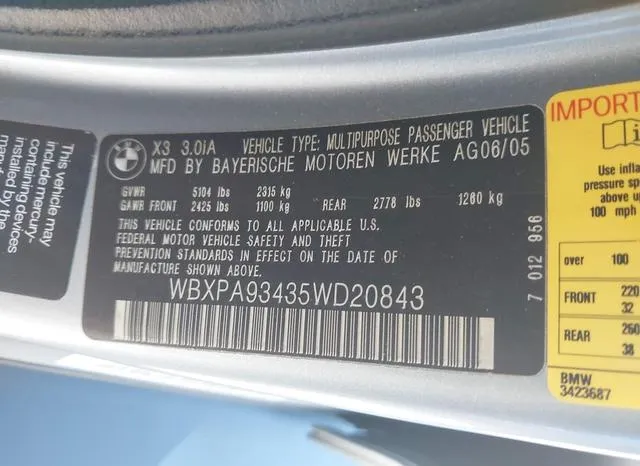 WBXPA93435WD20843 2005 2005 BMW X3- 3-0I 9