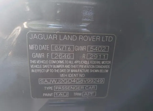 SAJWJ2GD4G8V99249 2016 2016 Jaguar XJ- Xjl Portfolio 9