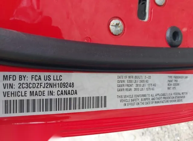 2C3CDZFJ2NH109248 2022 2022 Dodge Challenger- R/T Scat Pack 9